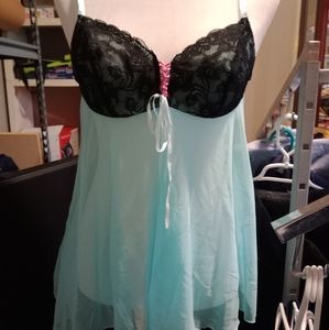 Pamela Anderson light blue lingerie babydoll size Large guc
